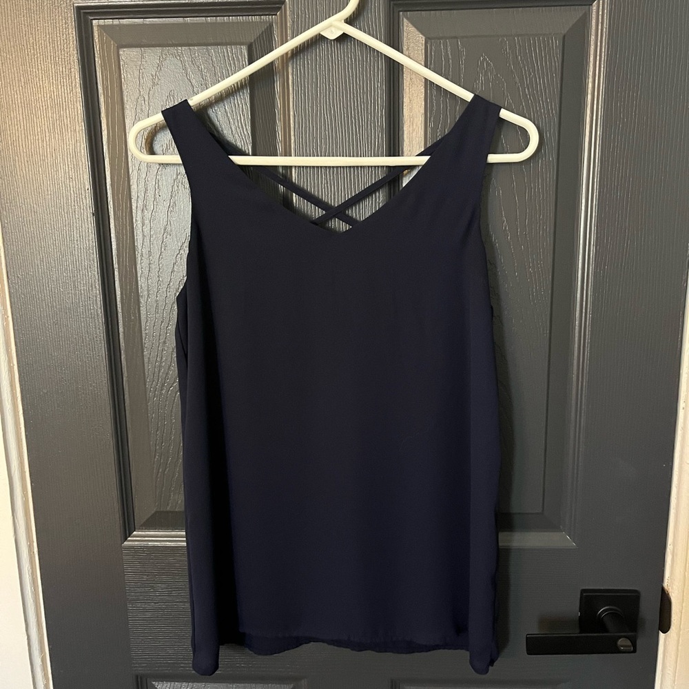 Maurices Dark Blue Crisscross Back Top